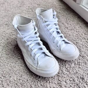 White leather Converse Chuck Taylor All Star high top trainers sneakers